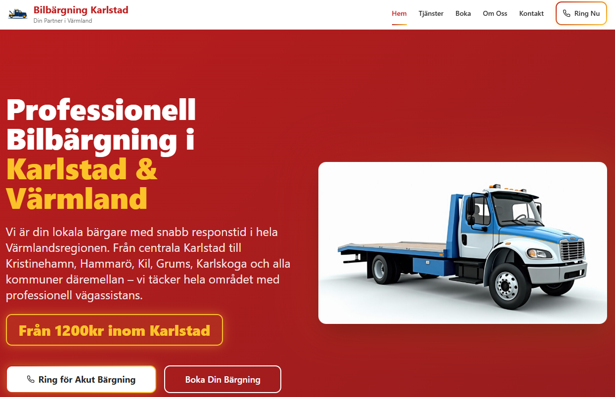 Karlstad Bilbärgning — kundprojekt av Värmlandswebb